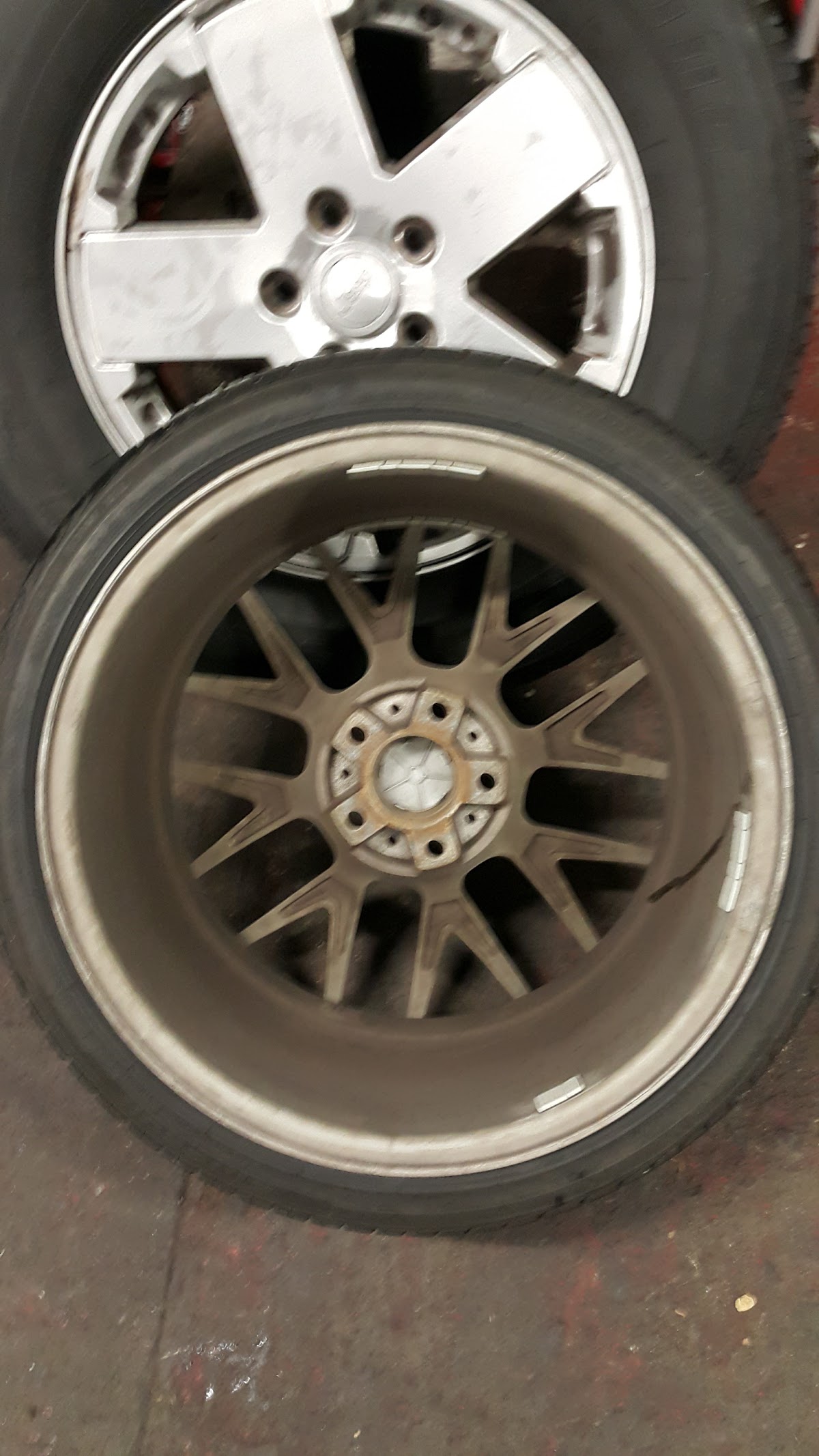 Alloy wheels in the Master Mechanics workshop