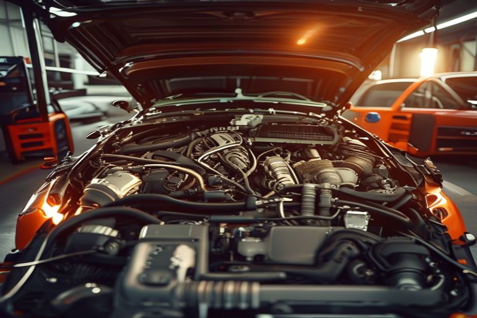Clean engine bay in a well-maintained vehicle